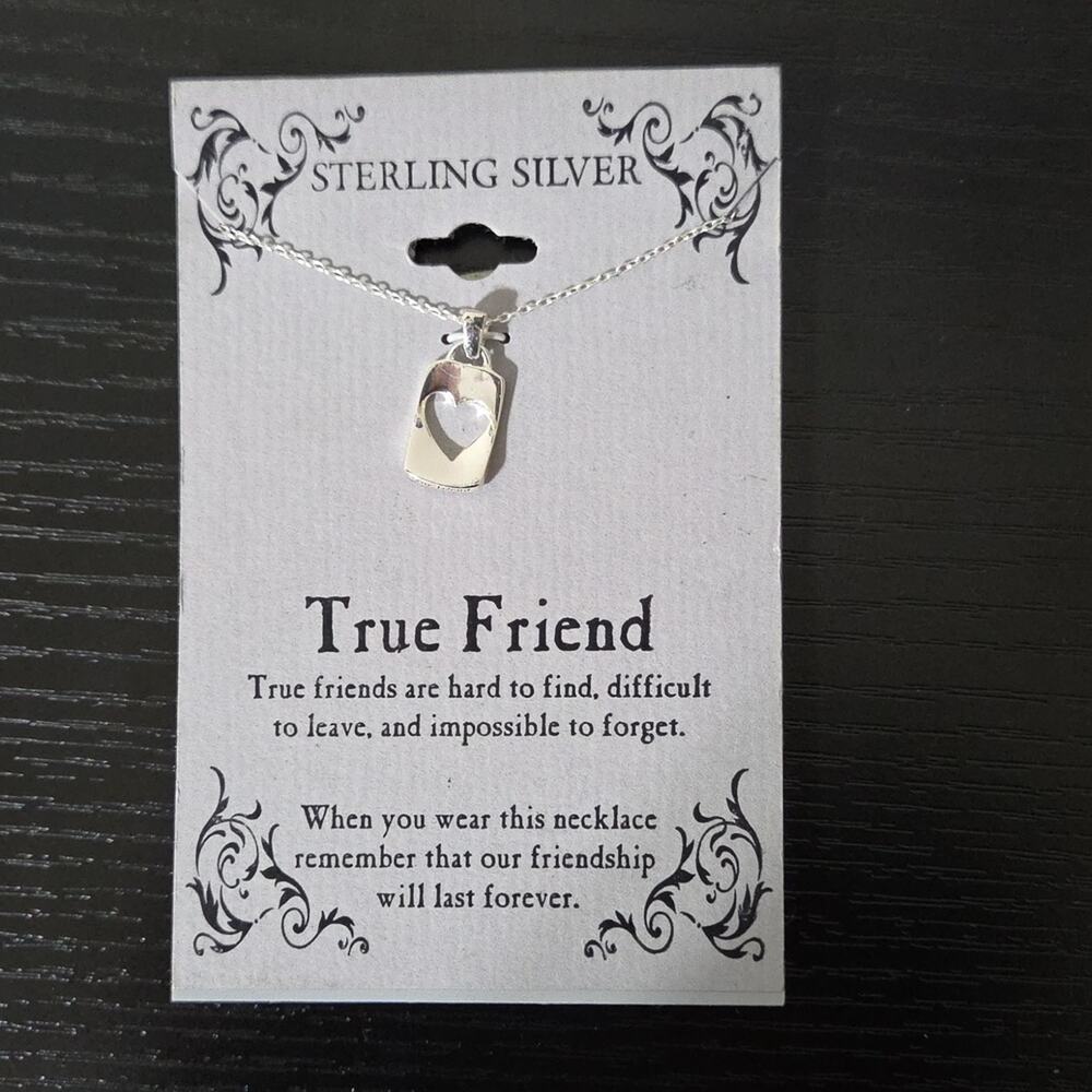 Footnotes LaRocks Sterling Silver True Friend Heart Necklace Sentiment